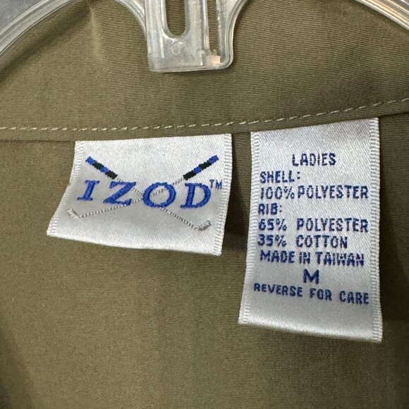 Izod Golf Khaki 1/4 Zip Pullover Long Sleeve Sweatshirt M Ribbed Cuffs and Hem - Picture 4 of 8